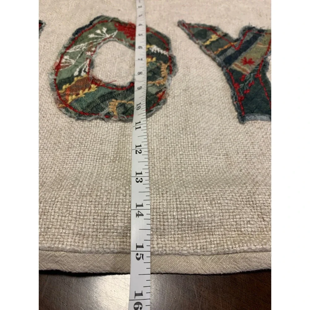 Pottery Barn JOY Patchwork Lumbar Pillow Cover Plaid 15x23